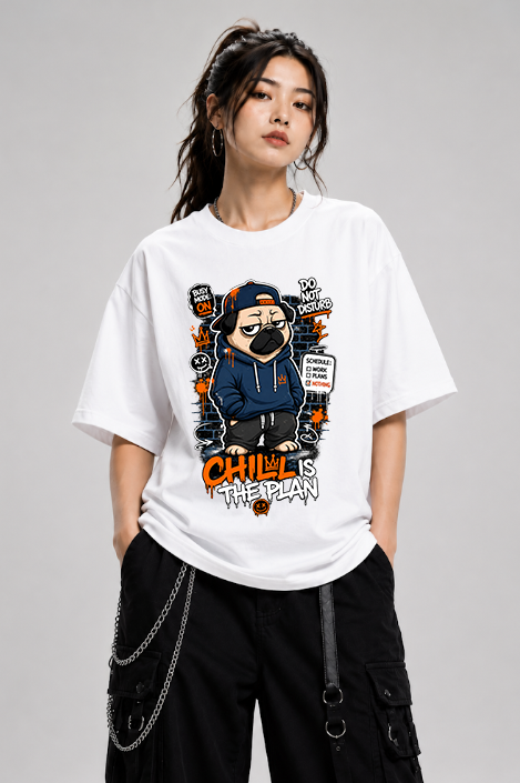 Chill Is The Plan Funny Pug Streetwear Lazy Dog Graffiti
