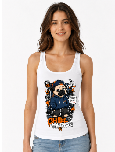 Chill Is The Plan Funny Pug Streetwear Lazy Dog Graffiti
