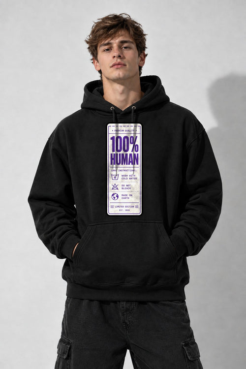 100% Human Clothing Care Tag Label F - Black