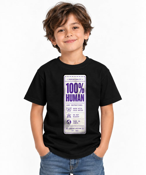 100% Human Clothing Care Tag Label F - Black