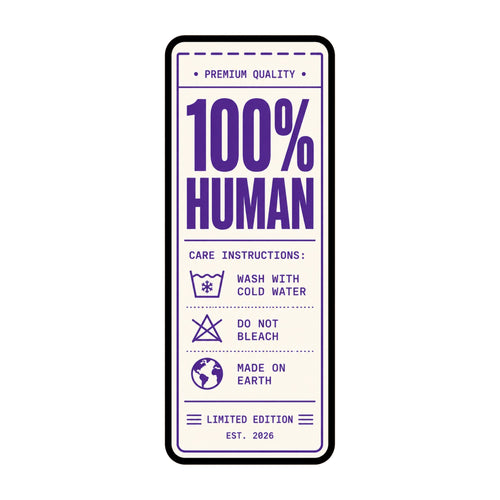 100% Human Label Tee - Funny Care Instructions Graphic Shirt