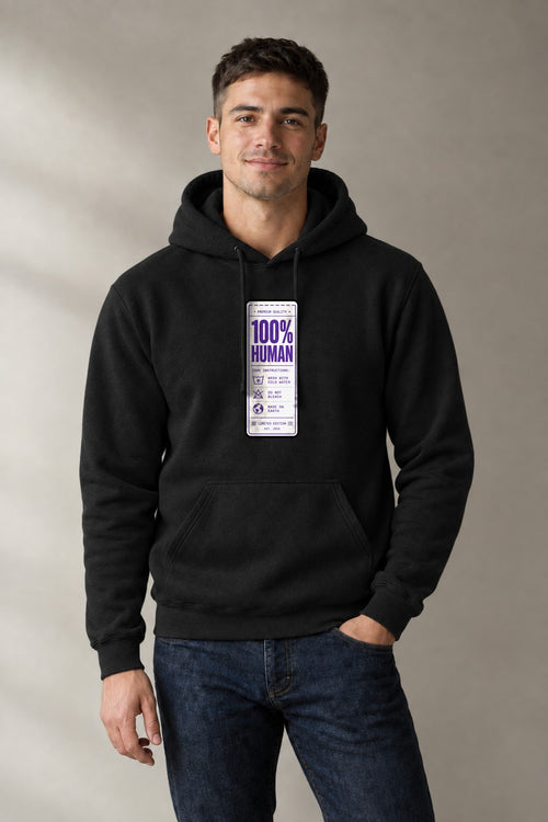 100% Human Label - Black