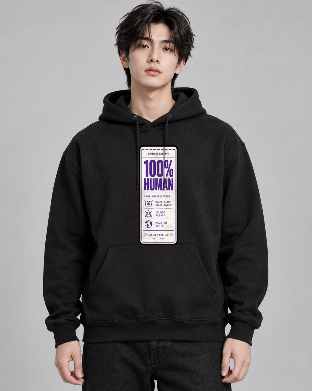 100% Human Label - Black