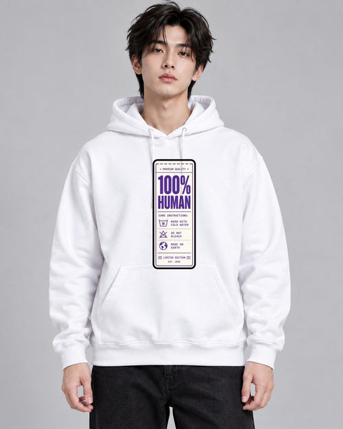 100% Human Label - White