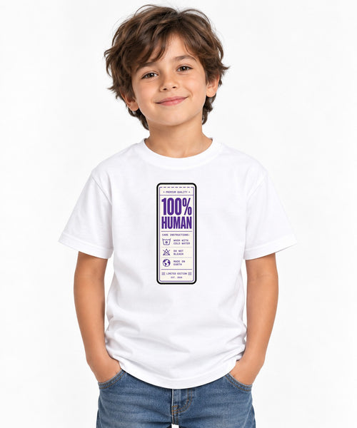 100% Human Label - White