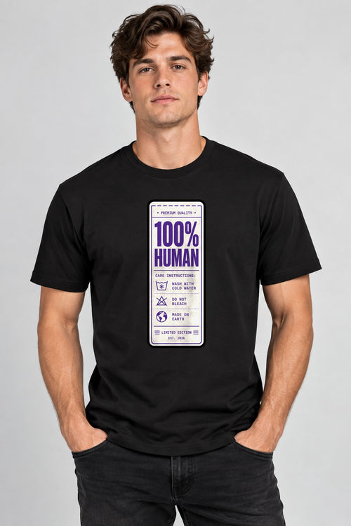 100% Human Label - Black