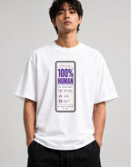 100% Human Label Tee - Funny Care Instructions Graphic Shirt - White