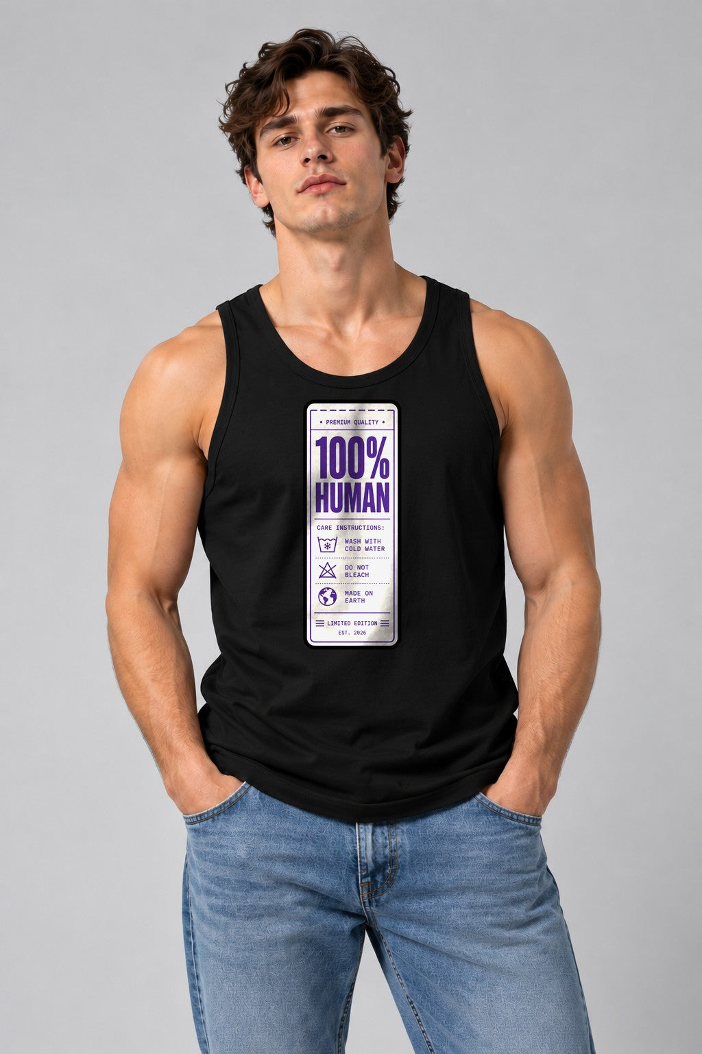 100% Human Label - Black
