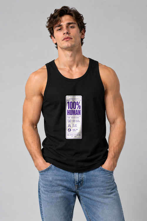 100% Human Label - Black