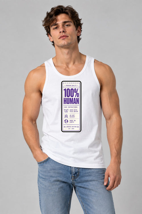 100% Human Label - White