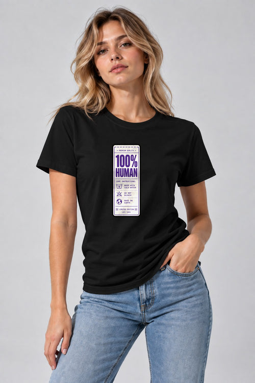 100% Human Label - Black
