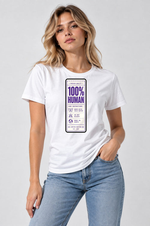 100% Human Label - White