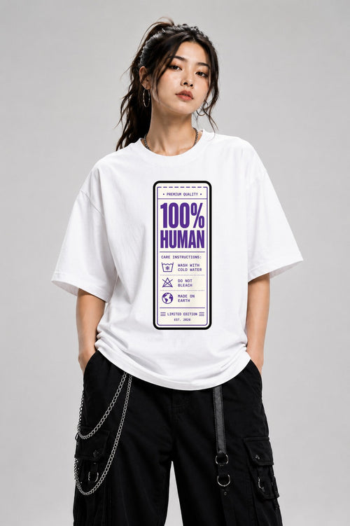 100% Human Label - White