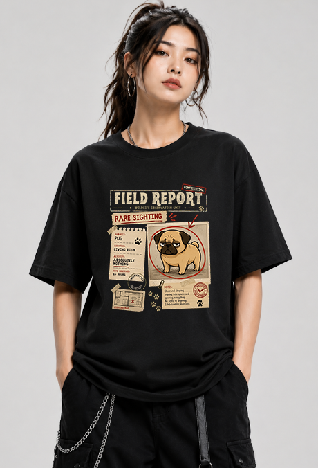 Field Report Rare Sighting Lazy Pug Funny Dog Meme Streetwear