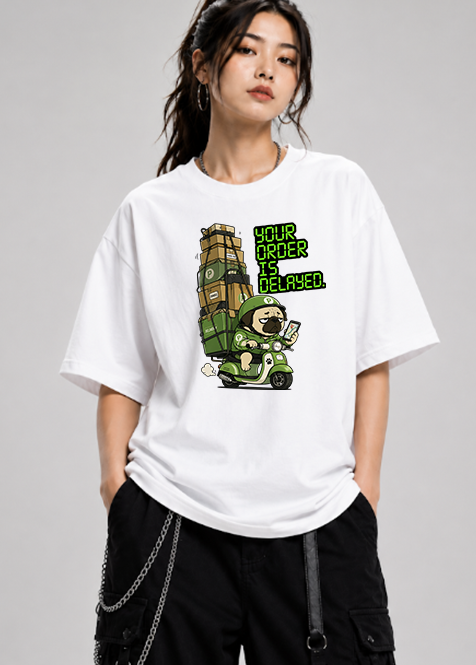 Your Order Is Delayed Funny Delivery Driver Pug Scooter Dog Humor