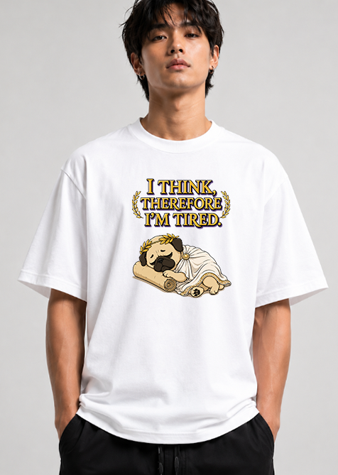 I Think Therefore I'm Tired Funny Philosopher Pug Greek Toga Nap Humor