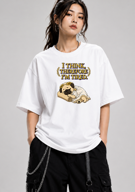 I Think Therefore I'm Tired Funny Philosopher Pug Greek Toga Nap Humor