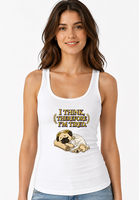I Think Therefore I'm Tired Funny Philosopher Pug Greek Toga Nap Humor