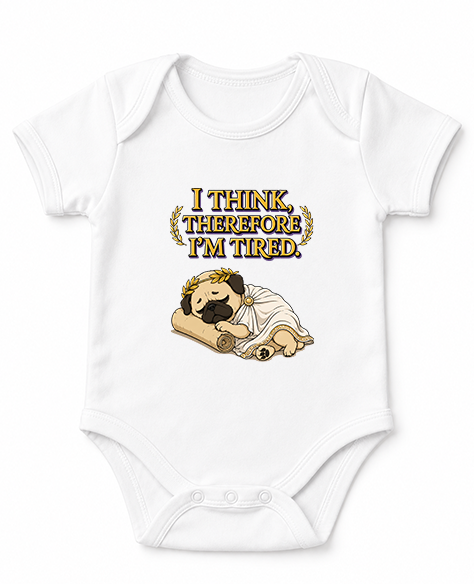 I Think Therefore I'm Tired Funny Philosopher Pug Greek Toga Nap Humor