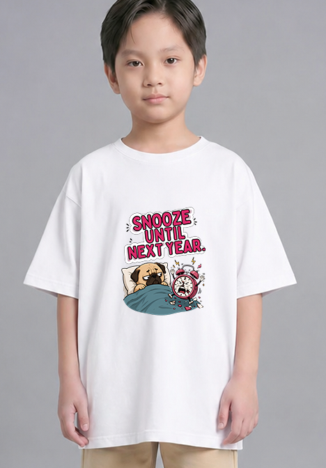 Snooze Until Next Year Funny Pug Alarm Clock Morning Sleepy Dog Humor