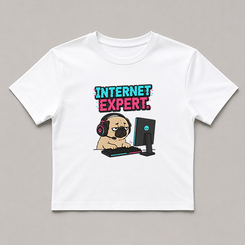 Internet Expert Funny Gamer Pug PC Gaming Glitch Cyber Dog Humor