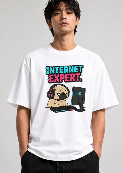 Internet Expert Funny Gamer Pug PC Gaming Glitch Cyber Dog Humor