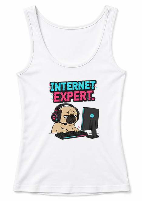 Internet Expert Funny Gamer Pug PC Gaming Glitch Cyber Dog Humor