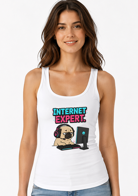 Internet Expert Funny Gamer Pug PC Gaming Glitch Cyber Dog Humor