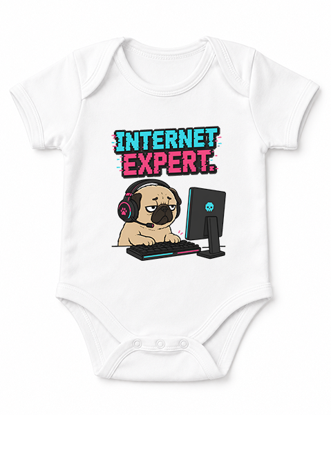 Internet Expert Funny Gamer Pug PC Gaming Glitch Cyber Dog Humor