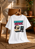 Internet Expert Funny Gamer Pug PC Gaming Glitch Cyber Dog Humor