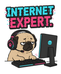 Internet Expert Funny Gamer Pug PC Gaming Glitch Cyber Dog Humor