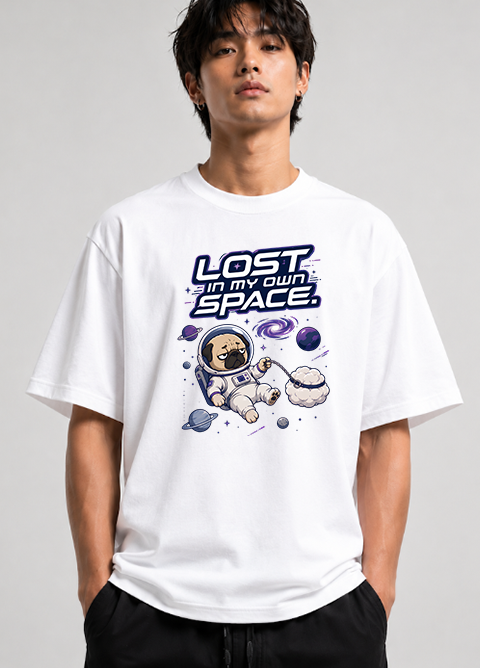 Lost In My Own Space Funny Astronaut Pug Dog Introvert Galaxy Sci-Fi Humor