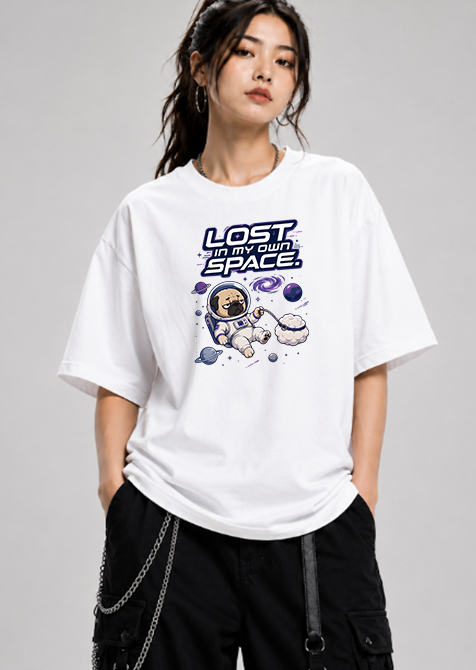 Lost In My Own Space Funny Astronaut Pug Dog Introvert Galaxy Sci-Fi Humor