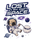 Lost In My Own Space Funny Astronaut Pug Dog Introvert Galaxy Sci-Fi Humor