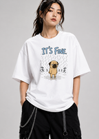 It's Fine Funny Pug In Rain Storm Sarcastic Dog Introvert Humor