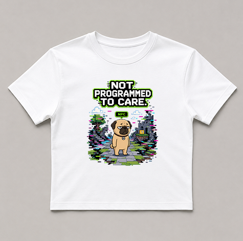 Not Programmed To Care Funny NPC Gamer Pug 8-Bit Pixel Dog Humor