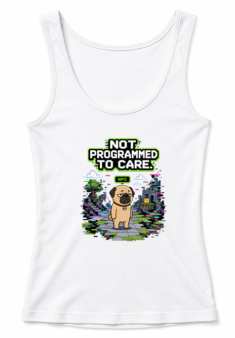 Not Programmed To Care Funny NPC Gamer Pug 8-Bit Pixel Dog Humor