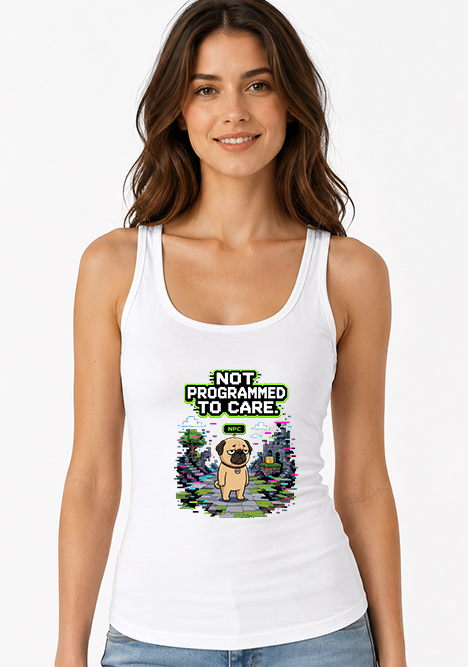 Not Programmed To Care Funny NPC Gamer Pug 8-Bit Pixel Dog Humor