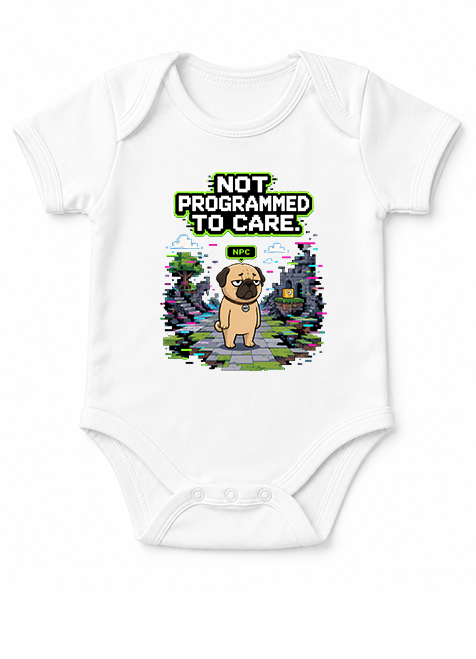Not Programmed To Care Funny NPC Gamer Pug 8-Bit Pixel Dog Humor