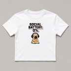 Social Battery 0% Funny Introvert Pug Dog Headphones Sarcastic Humor