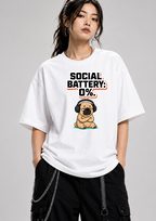 Social Battery 0% Funny Introvert Pug Dog Headphones Sarcastic Humor
