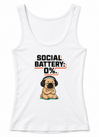 Social Battery 0% Funny Introvert Pug Dog Headphones Sarcastic Humor