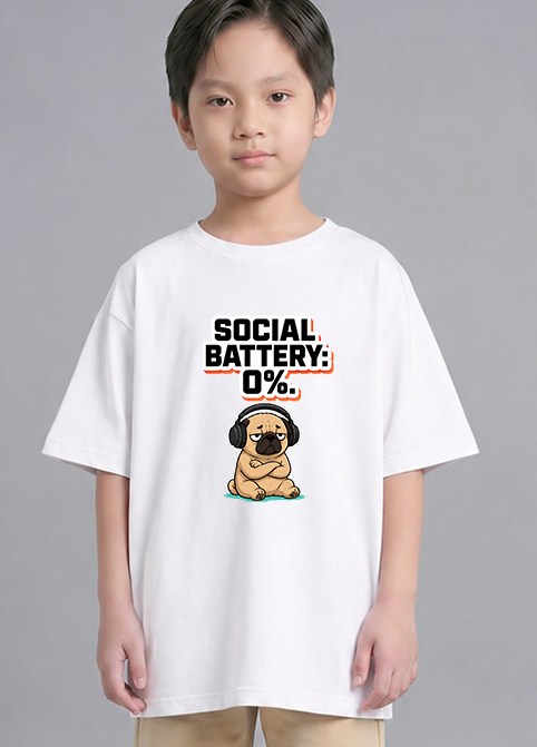 Social Battery 0% Funny Introvert Pug Dog Headphones Sarcastic Humor