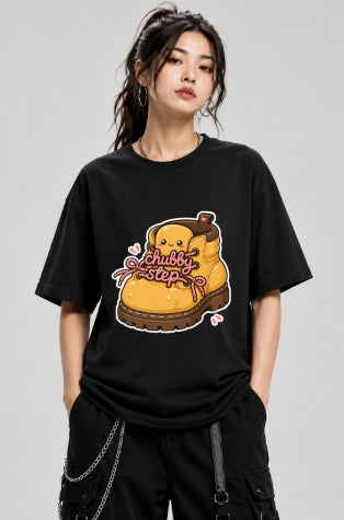 Chubby Step - Cute Puffy Boot Kawaii Footwear Graphic T-Shirt
