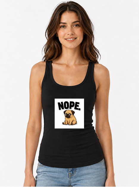 Nope Stubborn Pug Lazy Mood Funny Dog Meme Streetwear