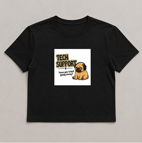 Tech Support Tired Pug Help Desk Sarcastic Dog Meme Streetwear