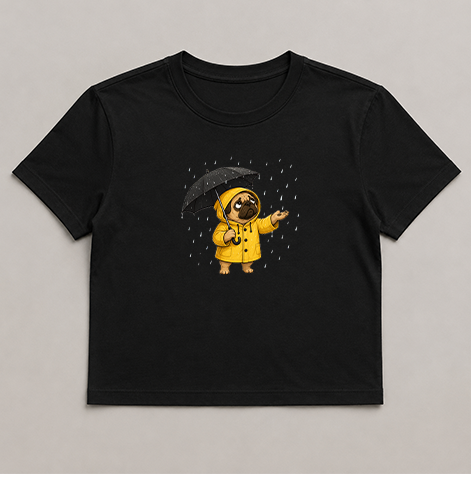 Rainy Day Yellow Raincoat Cute Pug Dog Lover Streetwear