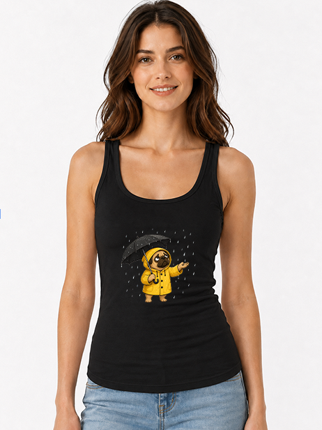 Rainy Day Yellow Raincoat Cute Pug Dog Lover Streetwear
