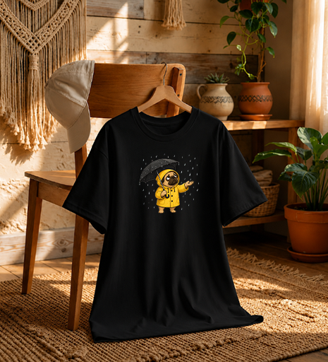 Rainy Day Yellow Raincoat Cute Pug Dog Lover Streetwear