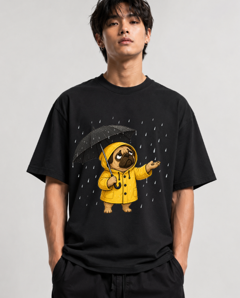 Rainy Day Yellow Raincoat Cute Pug Dog Lover Streetwear
